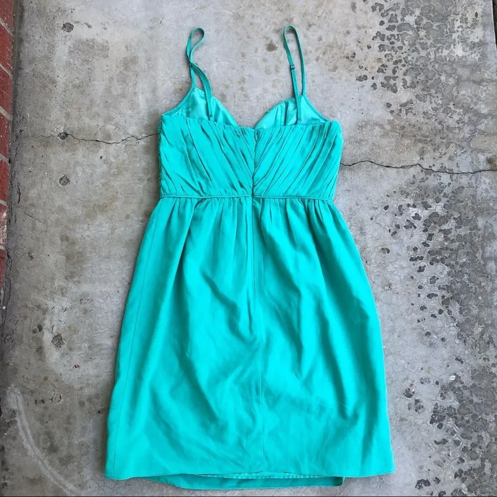 Shoshanna mint green silk mini dress sheath pleated sweetheart 2